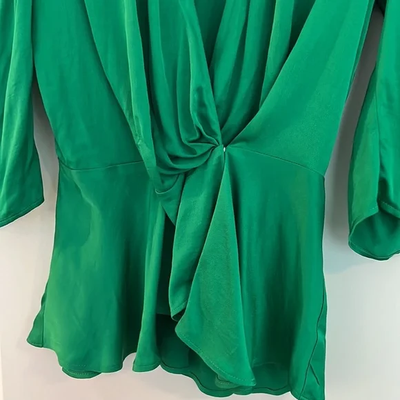 FLASH SALE NWT Zara Green Satin Wrap Top - Picture 8 of 11